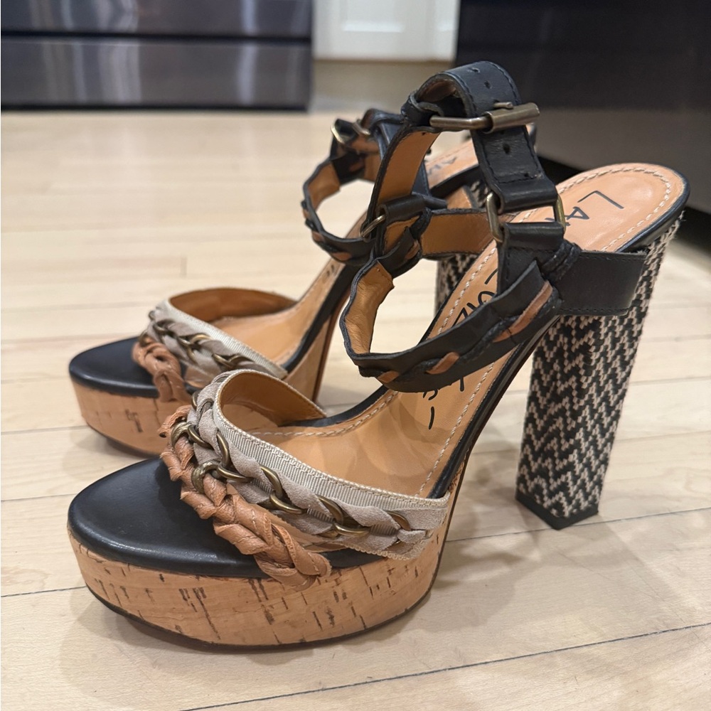 Lanvin Black and Tan Platform Heels